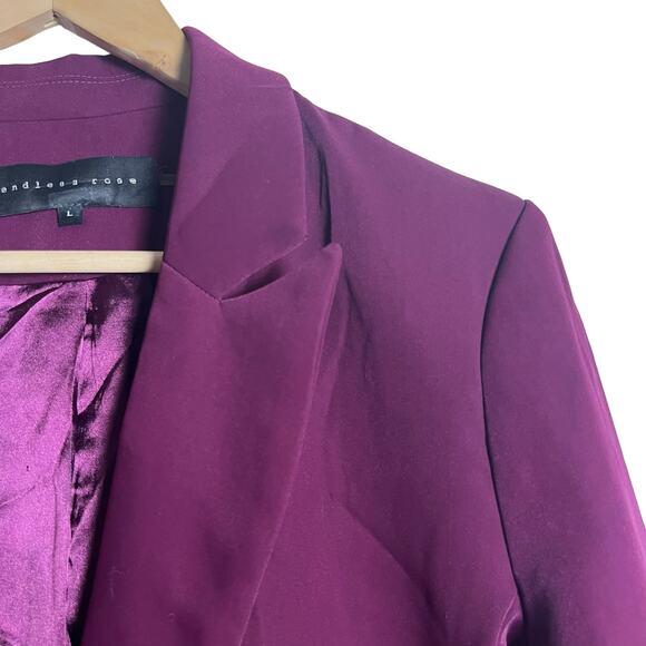 Endless Rose Purple Single Breasted Peak Lapel Blazer Jacket Size Large - Picture 7 of 14